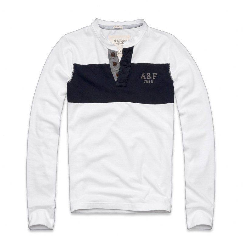 Abercrombie Fitch Hombres Ponte de pie de cuello Largo Remera AF6183